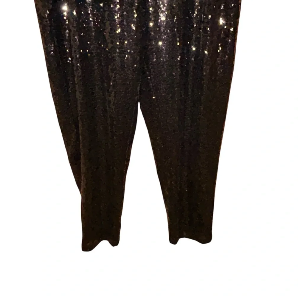 Eloquii Elements Womens Black Sequin Pants Sz 20 High Rise Party Evening Tapered